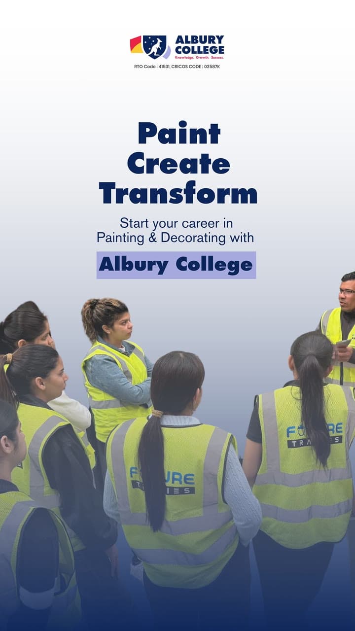 Albury College reel cover: Painting & Decorating students in hi-vis